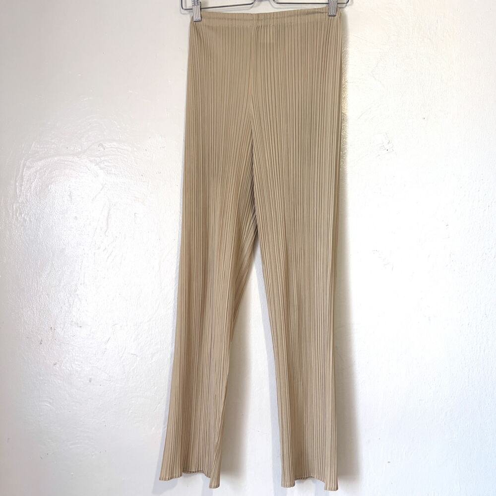VTG Issey Miyake Beige Pleated Straight Leg Pants Size M Japan US S
